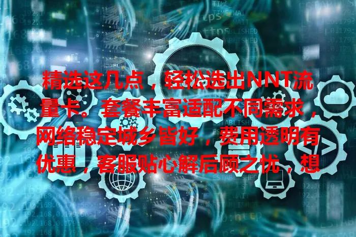 精选这几点，轻松选出NNT流量卡。套餐丰富适配不同需求，网络稳定城乡皆好，费用透明有优惠，客服贴心解后顾之忧，想找优秀流量卡，NNT值得考虑！