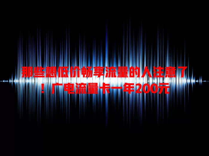 那些想低价畅享流量的人注意了！广电流量卡一年200元