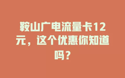 鞍山广电流量卡12元，这个优惠你知道吗？