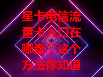 星卡电信流量卡入口在哪查？这个方法你知道吗