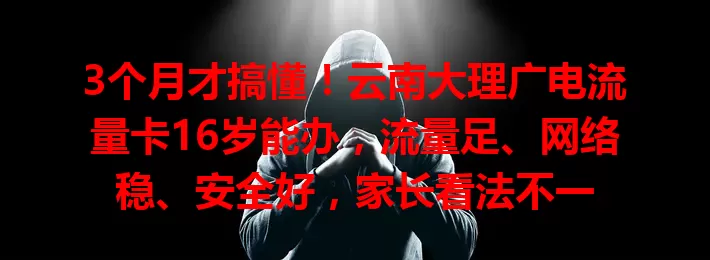 3个月才搞懂！云南大理广电流量卡16岁能办，流量足、网络稳、安全好，家长看法不一