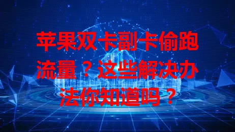 苹果双卡副卡偷跑流量？这些解决办法你知道吗？
