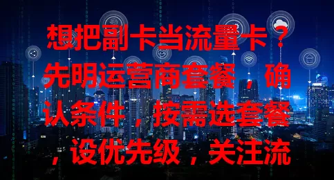 想把副卡当流量卡？先明运营商套餐，确认条件，按需选套餐，设优先级，关注流量，按步骤操作就能省费用满足上网需求