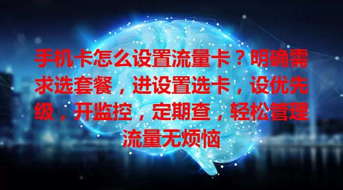 手机卡怎么设置流量卡？明确需求选套餐，进设置选卡，设优先级，开监控，定期查，轻松管理流量无烦恼