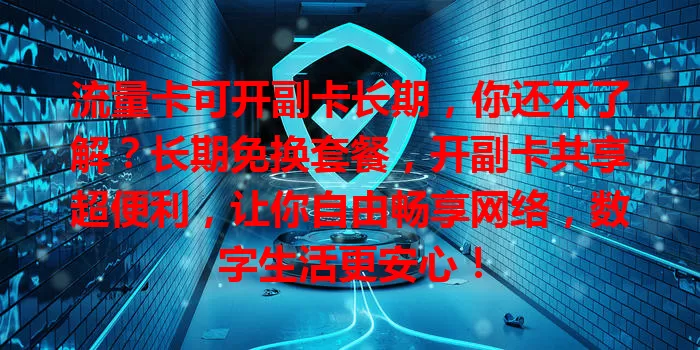 流量卡可开副卡长期，你还不了解？长期免换套餐，开副卡共享超便利，让你自由畅享网络，数字生活更安心！