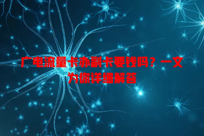 广电流量卡办副卡要钱吗？一文为你详细解答