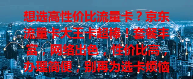 想选高性价比流量卡？京东流量卡大王卡超棒！套餐丰富，网络出色，性价比高，办理简便，别再为选卡烦恼，快来试试！