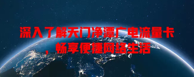 深入了解天门净潭广电流量卡，畅享便捷网络生活