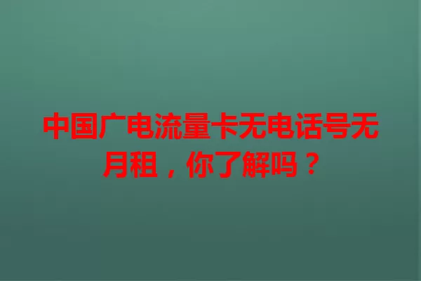 中国广电流量卡无电话号无月租，你了解吗？