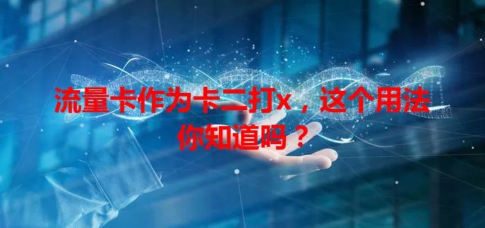 流量卡作为卡二打x，这个用法你知道吗？