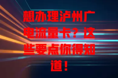 想办理泸州广电流量卡？这些要点你得知道！