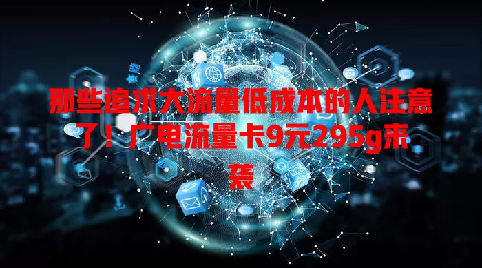 那些追求大流量低成本的人注意了！广电流量卡9元295g来袭