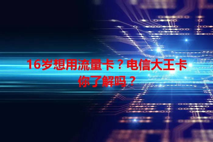 16岁想用流量卡？电信大王卡你了解吗？