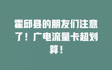 霍邱县的朋友们注意了！广电流量卡超划算！