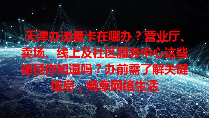 天津办流量卡在哪办？营业厅、卖场、线上及社区服务中心这些途径你知道吗？办前需了解关键信息，畅享网络生活