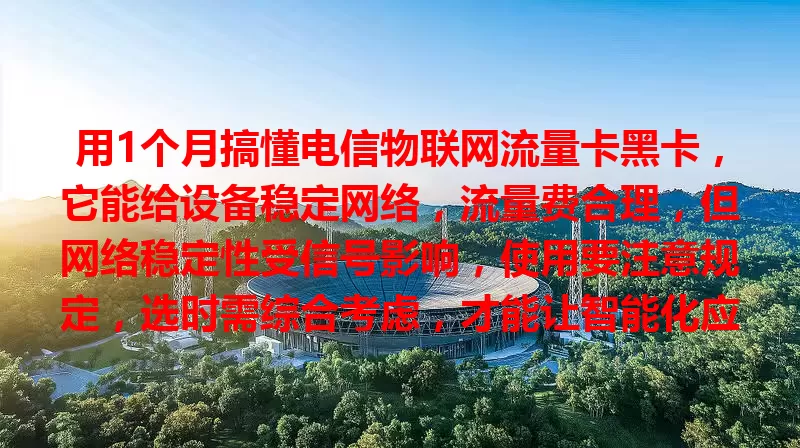 用1个月搞懂电信物联网流量卡黑卡，它能给设备稳定网络，流量费合理，但网络稳定性受信号影响，使用要注意规定，选时需综合考虑，才能让智能化应用顺畅运行