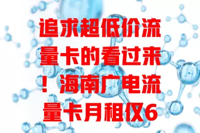 追求超低价流量卡的看过来！海南广电流量卡月租仅6.5元，满足日常上网，性价比超高