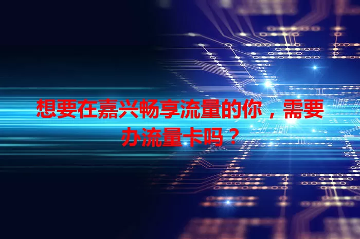 想要在嘉兴畅享流量的你，需要办流量卡吗？