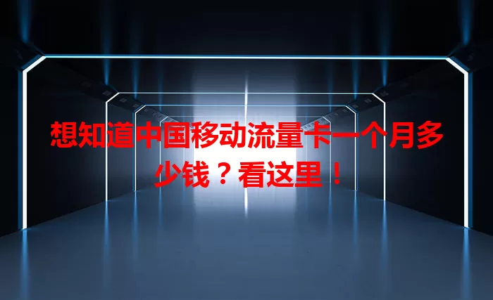 想知道中国移动流量卡一个月多少钱？看这里！