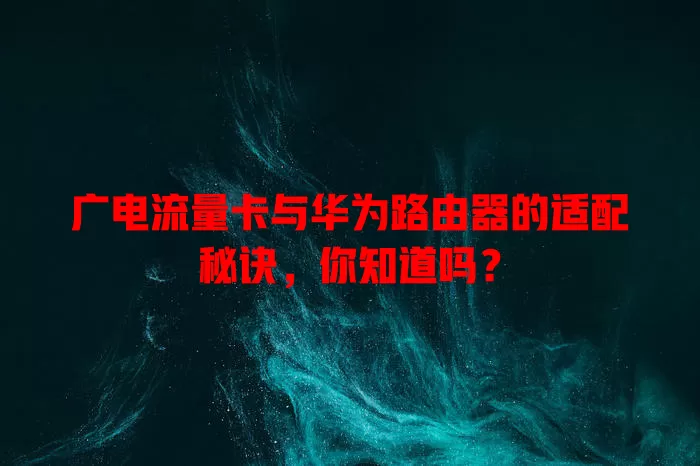 广电流量卡与华为路由器的适配秘诀，你知道吗？