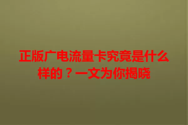 正版广电流量卡究竟是什么样的？一文为你揭晓