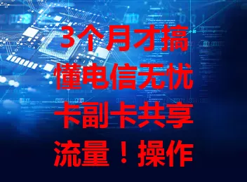 3个月才搞懂电信无忧卡副卡共享流量！操作简单，主卡设额度，副卡畅享。出门不愁流量，家庭用超实惠，稳定性佳，流量烦恼快试试这个方案