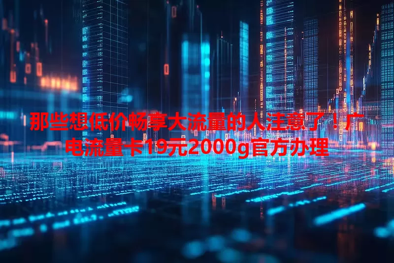 那些想低价畅享大流量的人注意了！广电流量卡19元2000g官方办理
