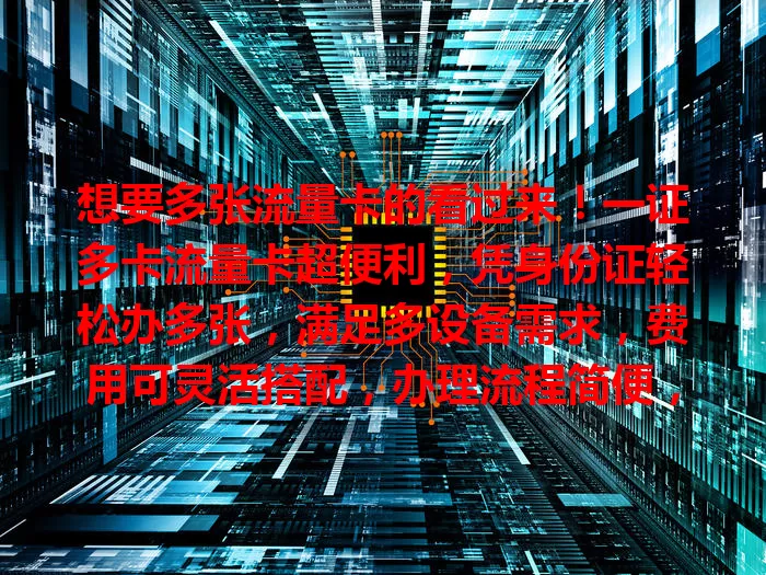 想要多张流量卡的看过来！一证多卡流量卡超便利，凭身份证轻松办多张，满足多设备需求，费用可灵活搭配，办理流程简便，快来体验便捷高效的流量新方式！