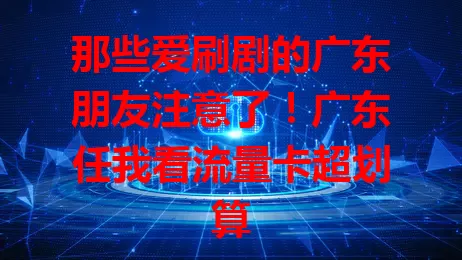 那些爱刷剧的广东朋友注意了！广东任我看流量卡超划算