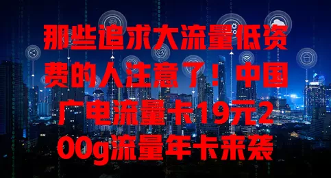 那些追求大流量低资费的人注意了！中国广电流量卡19元200g流量年卡来袭