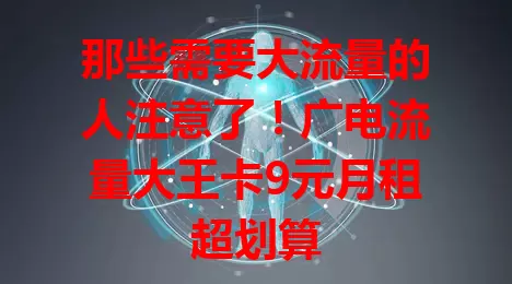 那些需要大流量的人注意了！广电流量大王卡9元月租超划算