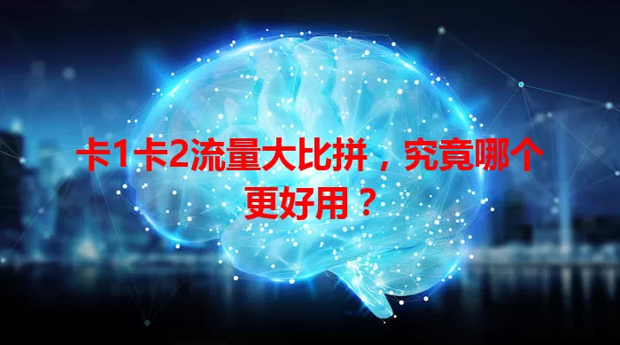 卡1卡2流量大比拼，究竟哪个更好用？