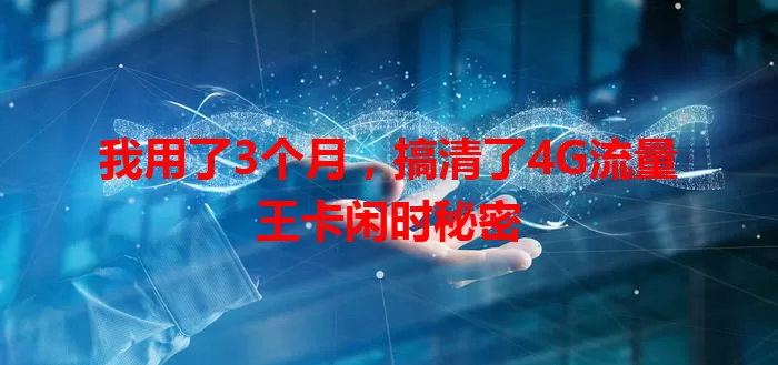 我用了3个月，搞清了4G流量王卡闲时秘密