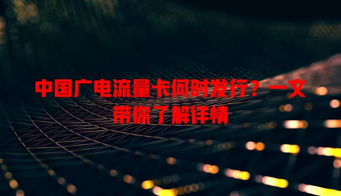 中国广电流量卡何时发行？一文带你了解详情