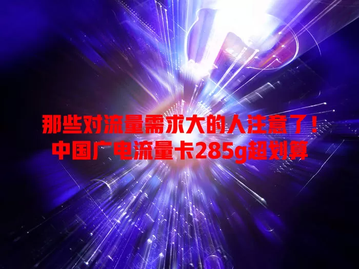 那些对流量需求大的人注意了！中国广电流量卡285g超划算
