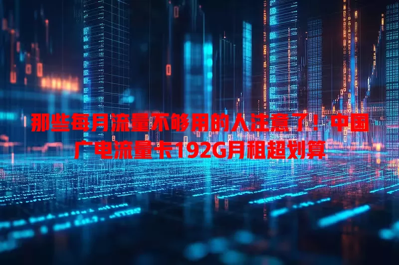 那些每月流量不够用的人注意了！中国广电流量卡192G月租超划算
