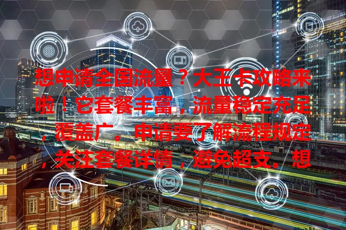 想申请全国流量？大王卡攻略来啦！它套餐丰富，流量稳定充足，覆盖广。申请要了解流程规定，关注套餐详情，避免超支。想畅享数字生活，大王卡值得深入了解！