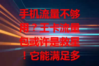 手机流量不够用？王卡流量包或许是救星！它能满足多样需求，额度丰富、性价比高、使用广且办理便捷，还能结合权益带来优惠，快来了解能否成为你流量助手！