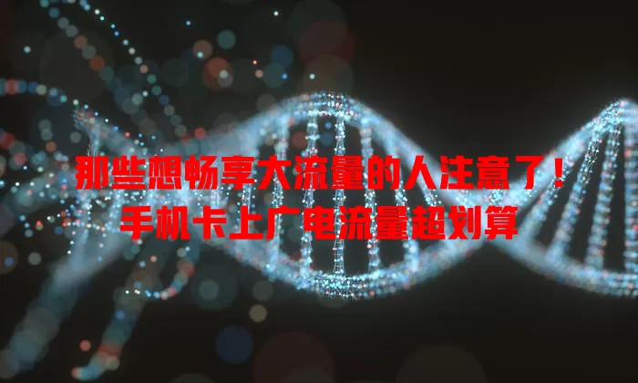 那些想畅享大流量的人注意了！手机卡上广电流量超划算