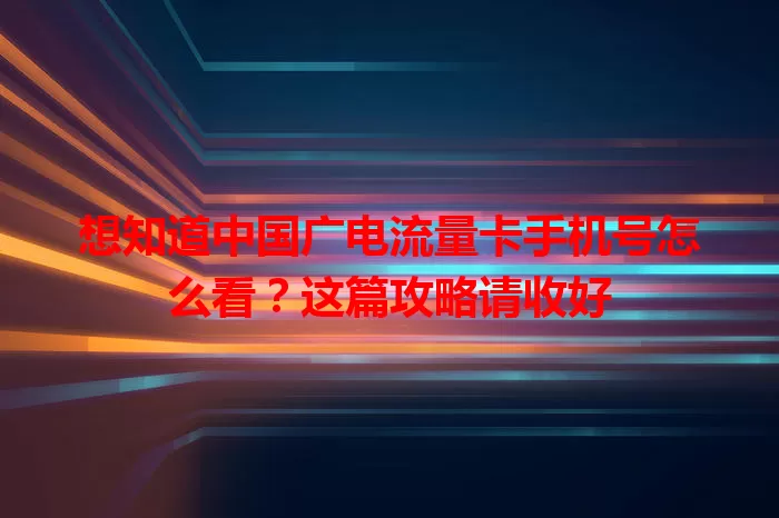 想知道中国广电流量卡手机号怎么看？这篇攻略请收好