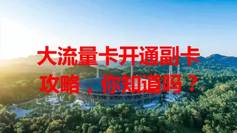 大流量卡开通副卡攻略，你知道吗？