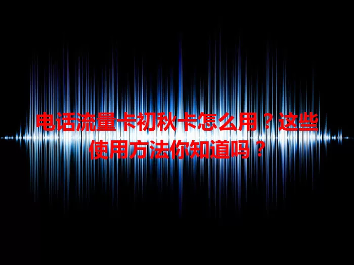 电话流量卡初秋卡怎么用？这些使用方法你知道吗？