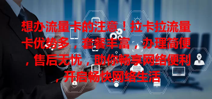 想办流量卡的注意！拉卡拉流量卡优势多，套餐丰富，办理简便，售后无忧，助你畅享网络便利，开启畅快网络生活