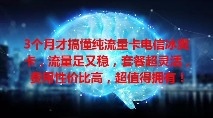 3个月才搞懂纯流量卡电信冰爽卡，流量足又稳，套餐超灵活，费用性价比高，超值得拥有！