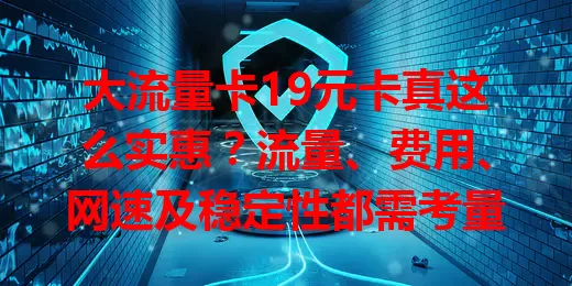 大流量卡19元卡真这么实惠？流量、费用、网速及稳定性都需考量
