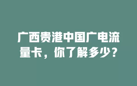 广西贵港中国广电流量卡，你了解多少？