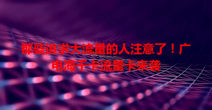 那些追求大流量的人注意了！广电海千卡流量卡来袭