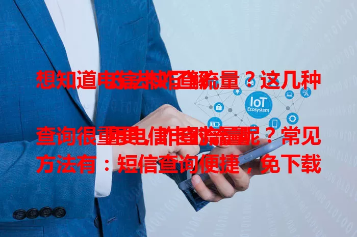 想知道电信卡咋查流量？这几种方法快了解

用电信卡时流量查询很重要，咋查流量呢？常见方法有：短信查询便捷，免下载登录；客服电话专业解答；手机营业厅直观详细。不同方式各有特点，按需选，掌握查询法，管好流量，畅用电信卡