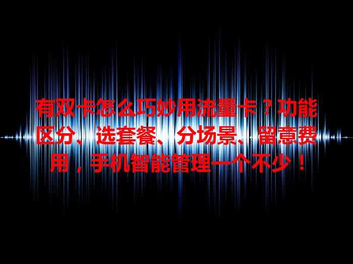 有双卡怎么巧妙用流量卡？功能区分、选套餐、分场景、留意费用，手机智能管理一个不少！