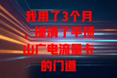 我用了3个月，摸清了平顶山广电流量卡的门道